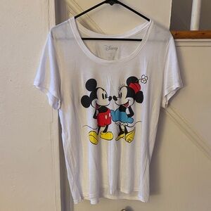 Disney Women White Tee with Mickey and Minnie